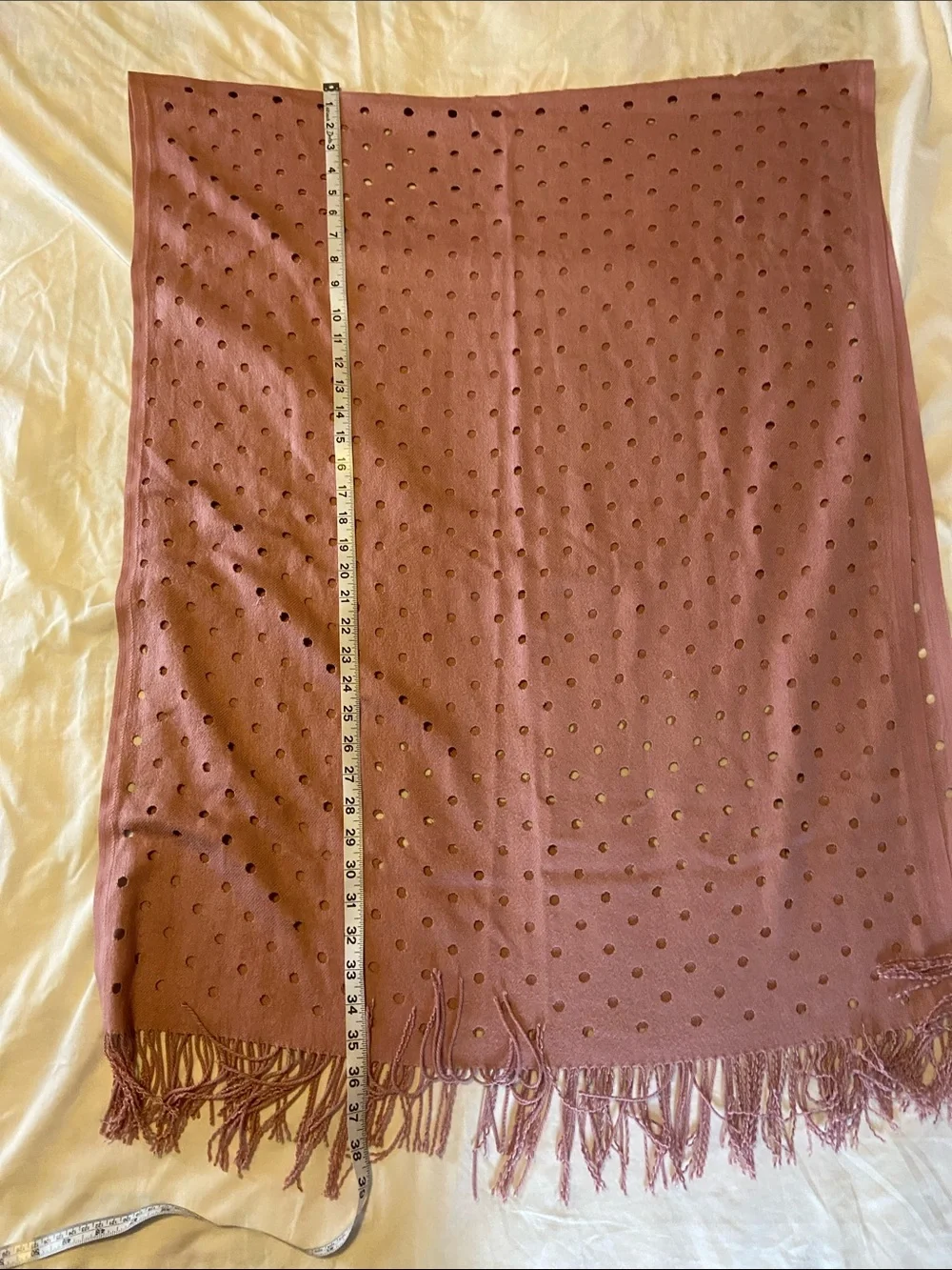 Banana Republic Mauve Perforated Fringe Shawl/Scarf